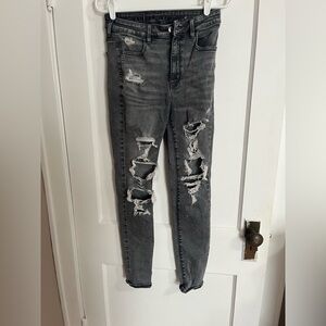 American Eagle Outfitters Distressed Gray Skinny Jeans